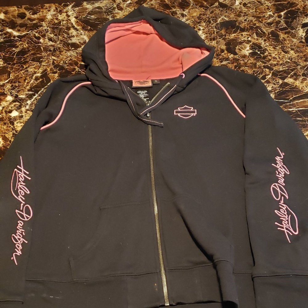Harley-Davidson Black/Pink Zip Up Hoodie